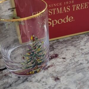 Spode Holiday Glass with Christmas Tree Design
